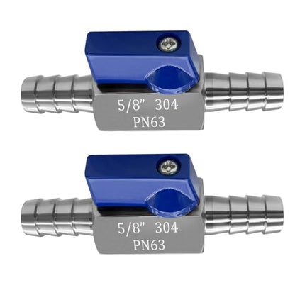 2PCS Stainless Steel 5/8" Mini Ball Valve Shut Off Valve 5/8" Hose Barb - size: 5/8" Hose Barb