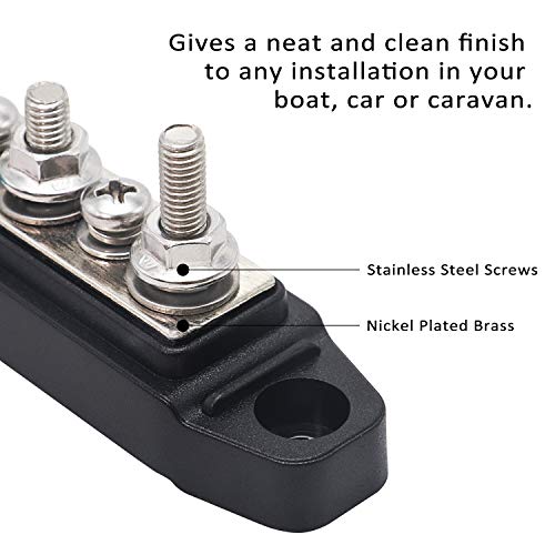 Recoil BBS43-P Bus Bar 4 M5 Studs 3 Screw Terminal Power Distribution Block - style: Pair of studs with 3 screws red and black 4xM5