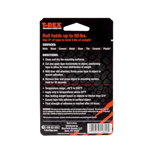 T-Rex Waterproof Mounting Tape, Black (285337) (Pack of 6) - size: 25mm x 1.5m (Pack of 6)