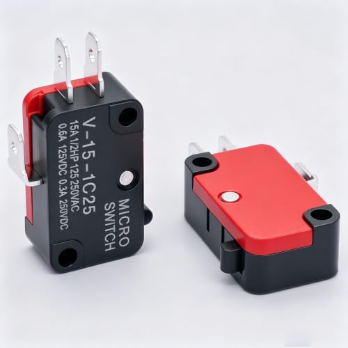 Twidec/6Pcs Snap Action Button Micro Limit Switch 125V/250V 16A SPDT for Microwave Oven Door Arcade V-15-1C25 - style: V-15-1C25