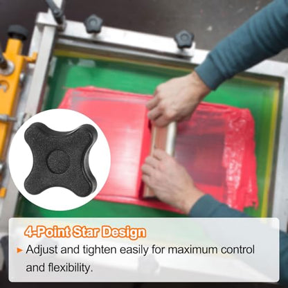 HARFINGTON 6pcs Star Clamping Knobs M6 x 50mm Metric Male Thread 32mm 4-Point Plastic Head Threaded Stud Knob Hand Tightening Thumb Screw Jig Handle, Black - size: M6 x 50mm x 32mm
