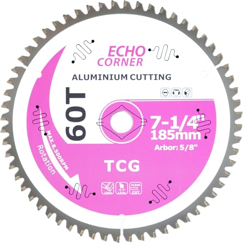 7-1/4 Inch Aluminum Cutting Circular Saw Blade, TCG 48T, 5/8 Inch Arbor - style: Aluminum-Non Ferrous