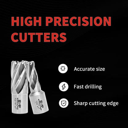 S&F STEAD & FAST Annular Cutter Set 6 Pcs, Diameter 1/2 to 1-1/16", DOC 1" - size: 3/4 inch shank