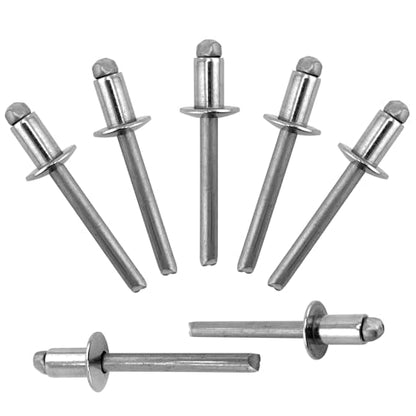 ALLCLEAN 50 Pcs 1/4" x 3/8" Stainless Steel Blind Pro Rivets,6.4 x 10mm Pop Rivets,Stainless Steel Grip and Stainless Steel Mandrel - color: Stainless Steel, size: 1/4" x 3/8"