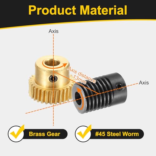 uxcell Worm Gear Set Right Rotation 30T 0.5 Module 1:30 Reduction Rate - size: Gear-5mm, Rod-5mm Bore, style: 0.5M-30T