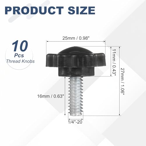 uxcell 10Pcs 1/4"-20 Star Knobs 0.6" Threaded Stud Male Clamping Knobs - size: 1/4"-20, 0.6"