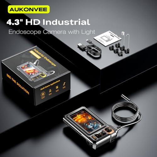 Endoscope Camera with Light, 1920P HD Borescope, 4.3" IPS Inspection Camera - size: 6.6FT Single Lens