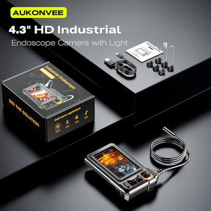Endoscope Camera with Light, 1920P HD Borescope, 4.3" IPS Inspection Camera - size: 6.6FT Single Lens