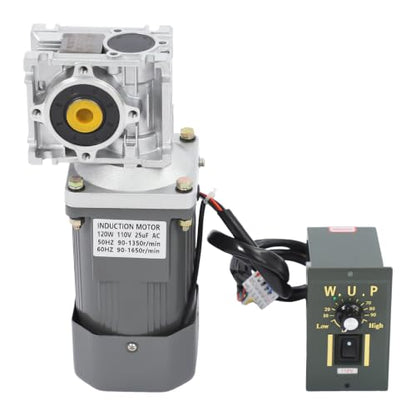 Electric Gear Motor 120W 60HZ 90-1650r/min/50Hz 90-1350r/min 80K Worm Gear Reducer Gearbox High Torque with Adjustable Speed Reversing Function&Self-Locking Function - size: 120W