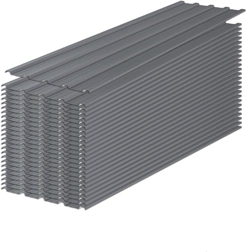 L60.63×W16.77 Metal Roof Panels 50 pcs Inch Galvanized Steel Corrugated Tin Roofing Panels Gazebo Top Cover Garages,Sheds, Stables and Mobile Homes Replacement for Patio Outdoor Garden, Gray - color: Gray, size: 50pcs/L60.63"