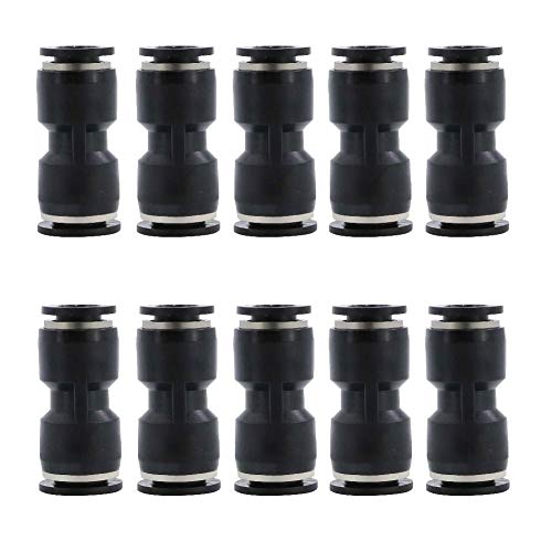 Beduan Pneumatic Push to Connect Fitting, 1/4" x 1/4" Tube OD Straight Quick Adapter Air Fitting （Pack of 10） - size: 1/4 " Tube OD