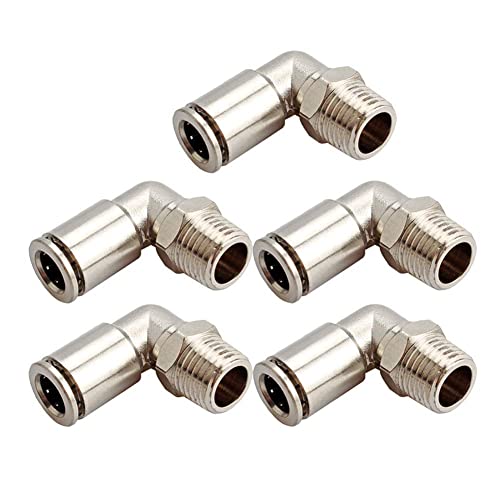 Beduan Brass BPL Push to Connect Air Fittings Elbow 1/4" Tube OD x 1/8" NPT Male 90° Degree Adapter (Pack of 5) - size: 1/4"Tube OD-1/8"NPT, style: 5Pcs