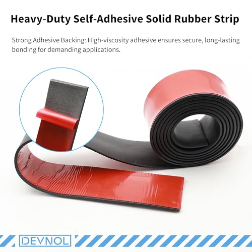 DEVNOL Self-Adhesive Neoprene Rubber Strips 1/16" Thick x 2” Wide x 12' Long, Sealing, Cushioning, Weather Stripping, Gaskets, and DIY Projects, Weatherproof - color: red adhesive backing, size: 1/16" x 2" x 12'