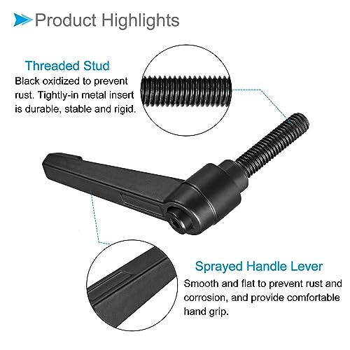 Clamping Lever Handles, M8 x 32mm Male Thread, Adjustable Quick Release Locking Rotating Bolt Knobs Black - (Applications: for Lathe Machinery), 3-Pieces - size: M8 x 32mm