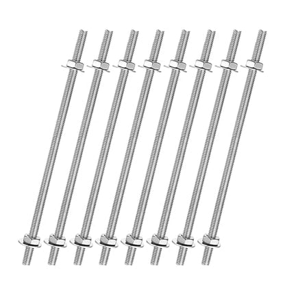 uxcell 8pcs 8/32 Inch M4 Threaded Rods with 16pcs Hex Nuts and Washers 4 Inch 201 Stainless Steel Full Threads Right-Hand Thread for Hangers, U-Bolts, Beaded Garden Stake Rods, Silver - size: 4 Inch