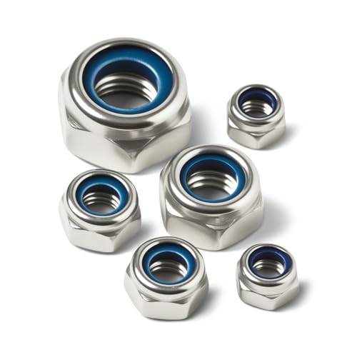 (50 Pack) #10-24 Nylon Insert Locknuts, 304 Stainless Steel 18-8 Nylock Nuts, Coarse Thread, Hex Drive, Bright Finish, for Furniture, Tools, Handle, Repairing Jobs - size: #10-24