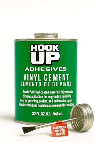 HOOK UP Adhesives Vinyl Contact Cement, Glue Waterproof, Fast-Drying Repair Adhesive for Pools, Inflatables, PVC, Air Mattresses, PVC Pipes, Tarps, Boats, Rafts, Upholstery Strong Bond, Cement 32 OZ - size: 32 oz