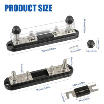 BOJACK ANL Fuse Holder Block with 2Pcs 350A ANL Fuse, Maximum Current 750A - size: 350A