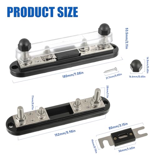 BOJACK ANL Fuse Holder Block with 2Pcs 400A ANL Fuse, Maximum Current 750A - size: 400A