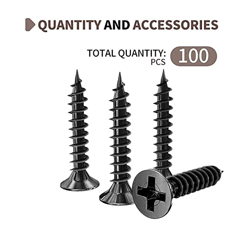 #4 x 1/2" Flat Head Self-Tapping Small Wood Screws, M3x12mm(100Pcs) - color: 100 PCS, size: #4x1/2''-100 PCS