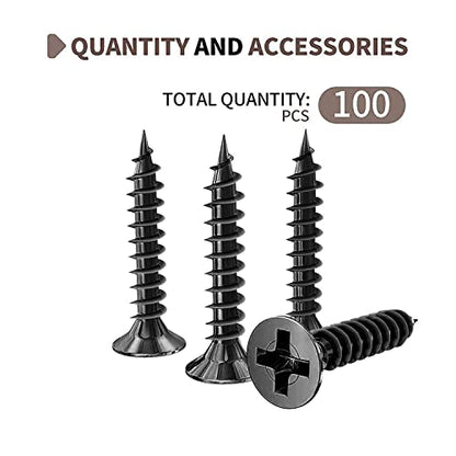 #4 x 1/2" Flat Head Self-Tapping Small Wood Screws, M3x12mm(100Pcs) - color: 100 PCS, size: #4x1/2''-100 PCS