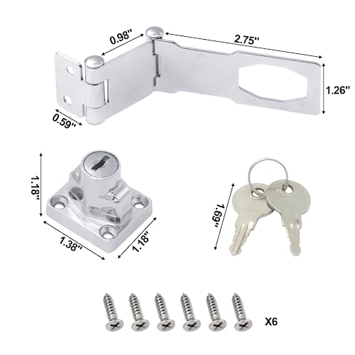 KIBBEH 1 Pack Door Lock Hasp Latchs, Collapsible Solid 304 Stainless Steel - color: 1 Pack(Universal Key)