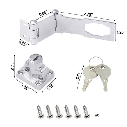 KIBBEH 1 Pack Door Lock Hasp Latchs, Collapsible Solid 304 Stainless Steel - color: 1 Pack(Universal Key)