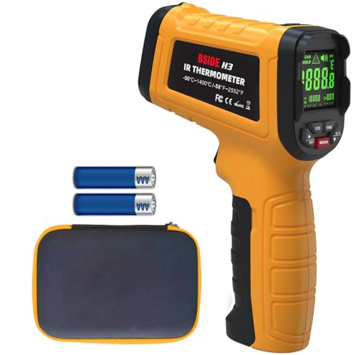 BSIDE Infrared Thermometer Pyrometer 50:1 Industrial Temperature Gun -58℉~2552℉(-50℃~1400℃) IR Laser Thermometer, High Temp Non-Contact Digital Thermometer for Furnace Smelt Forge - color: H3 (-58℉~2552℉)