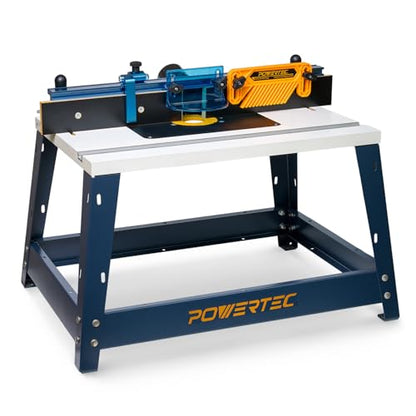 POWERTEC Benchtop Router Table with Steel Stand and Adjustable Fence – 24" x 16" MDF Laminated Top, Insert Plate, 2-1/2" Dust Port, Fence Stop, Featherboard & Additional Accessories (71402V) - color: Benchtop Router Table