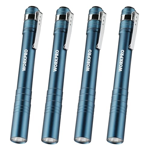 WORKPRO LED Pen Light, Aluminum Pen Flashlight, Pocket Flashlight with Clip - color: Blue