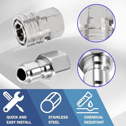 M MINGLE Pressure Washer Adapter, 2 Sets 3/8 Inch NPT Quick Connect Fitting - size: 1.6 inch