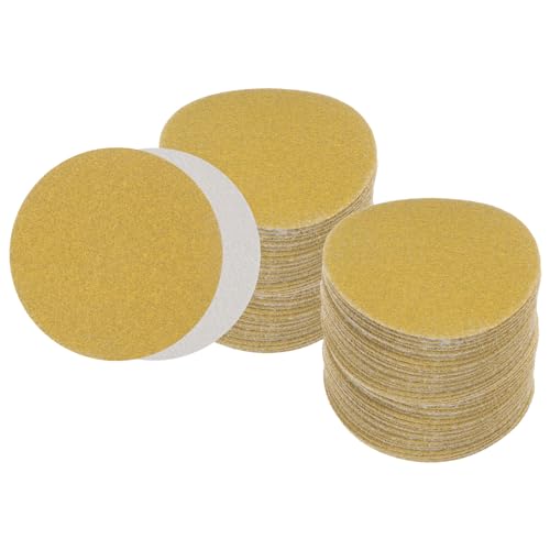100pcs No Hole Sanding Discs- [ 3 Inch 100 Grit ] Round Hook and Loop Grip Sanding Pads Sheet Sandpaper for Automotive Woodworking Metal Polishing Use| Gold, Aluminum Oxide - size: 100 grit