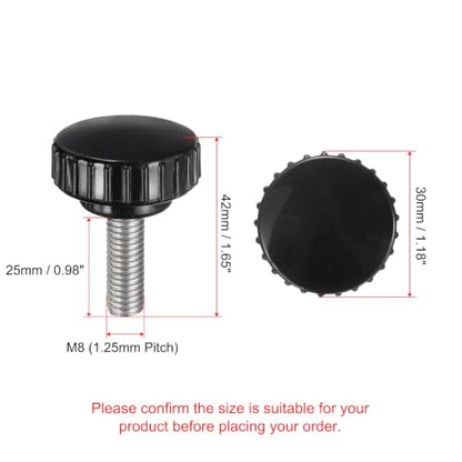uxcell 2pcs Knurled Clamping Knobs M8 x 25mm Metric 304 Stainless Steel Male Thread Thumb Screw on Type 30mm Plastic Round Head Threaded Hand Bolt Stud Knobs Black - size: M8 x 25mm x 30mm