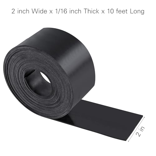 Neoprene Rubber Sheet - 1/16 Inch Thick x 2 Inch Wide x 10 Feet Long Neoprene Rubber Strips Rolls for DIY Gaskets, Pads, Seals, Crafts, Flooring, Cushioning of Anti-Vibration, Anti-Slip - size: W:2In x T: 1/16In x L: 10Ft