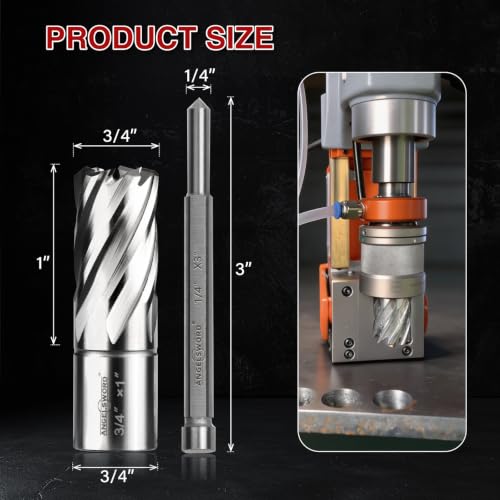 ANGELSWORD M2 HSS Annular Cutter,Diameter 3/4" x Depth 1",Mag Drill Bit - size: F. 3/4" Diameter, style: HSS 1" Cut Depth