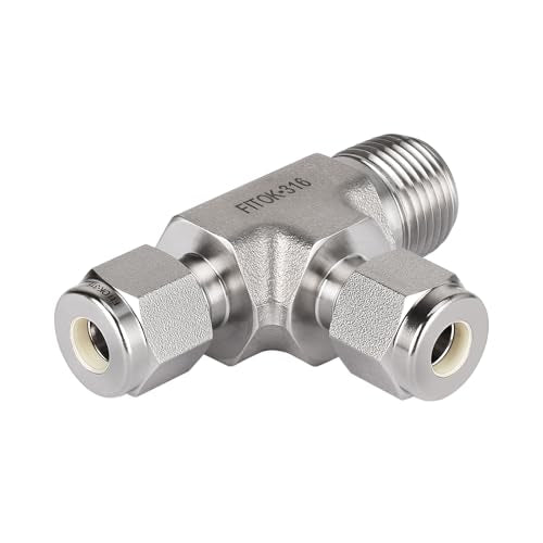 316 Stainless Steel Compression Fitting Male Run Tee 1/8" Tube OD x 1/4" Male NPT x 1/8" Tube OD, SS-TMT-FL2-NS4 - size: 1/8" OD x 1/4" MNPT x 1/8" OD