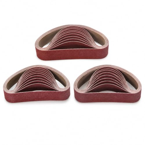 1.2 X 13 Inch Sanding Belts, 30PK, 10 Each of 80/240/800 Grit Abrasive Sanding Belts, Aluminum Oxide Belt Sander Sanding Belt Assortment for Metal Polishing - style: all Grit