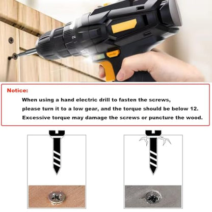 #4 Flat Head Phillips Wood Screws 150Pcs, Carbon Steel, 3/8" - color: Black, size: #4 x 3/8''-150pcs