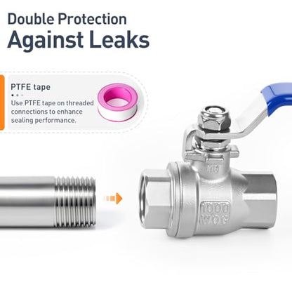 1/2" Female NPT 2-Piece Full Port Ball Valve, 2 Pack - size: 1/2 Inch