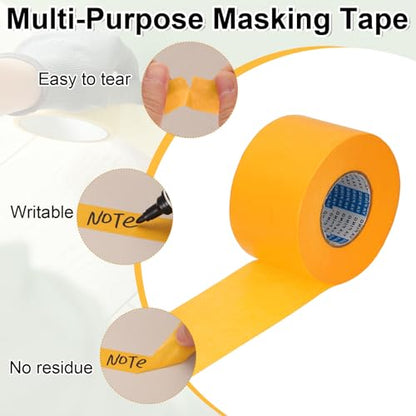 2roll Masking Tape (1.9" x55Yards Yellow) No Residue Universal Tape - color: Yellow, size: 1.9" x 55Yards