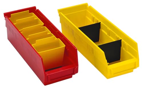 Quantum Storage QSB808 Store-Max Heavy-Duty Nesting Plastic Shelf Bins for Pharmacy, Hospital & Warehouse, Hanging Lip & 7 Divider Slots, 18" x 9" x 8", Yellow, 10-Pack