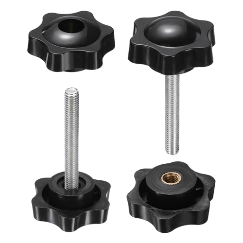 HARFINGTON Star Knobs M6 x 40mm Male + M6 Female Thread 38mm Head 2 Set - size: M6 x 40mm + M6 x 38mm