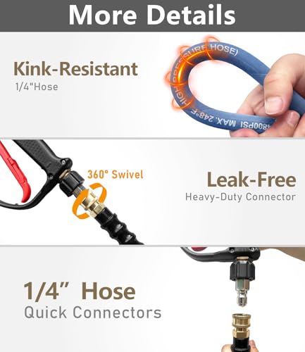 Pressure Washer Hose 150FT with 3/8'' Quick Connect, 4200 PSI - color: Blue, size: 150FT