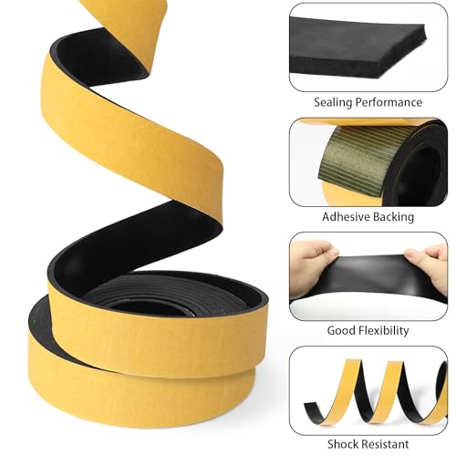 DGSL Self-Adhesive Neoprene Rubber Strip, 2" x 1/8" x 10' Roll - color: With Adhesive, size: 2" Wide x 1/8" Thick x 10' Long