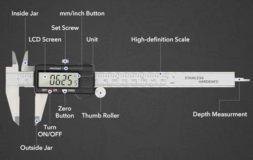 Precise Digital Caliper, 6 Inch Stainless Steel Electronic Vernier Caliper