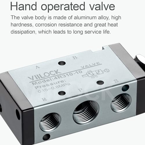 4R310-10 Push Pull Valve 5/2 Way 3/8"NPT Air Valve for Cylinder - size: 3/8"NPT, style: 5 way 2 position