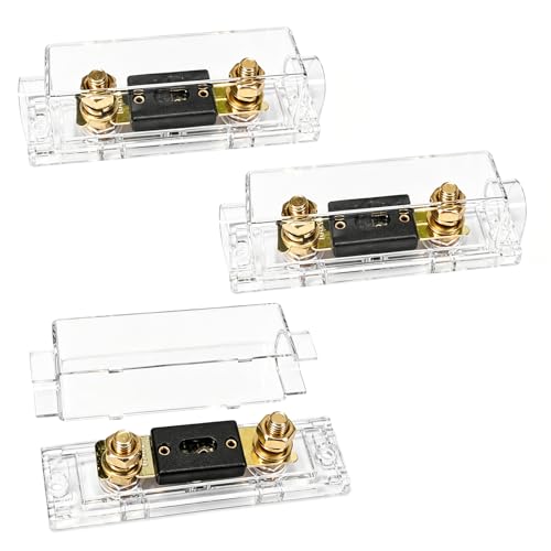 3 PCS 100A ANL Fuse Holder with Fuses, 0/2/4 Gauge AWG Fuses & Holder Block with Screws, Waterproof ANL Fuse Transparent Box Set Universal for Car Audio System - color: 100A