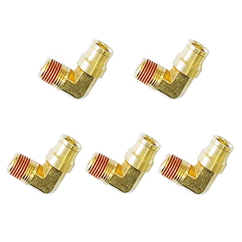 Push to Connect 3/8" Tube OD x 1/4" NPT Male Air Line Fitting - Pneumatic Quick Connect for Air Compressor, Brake Line - 5pcs - size: 3/8" Tube OD x 1/4" NPT Male Elbow