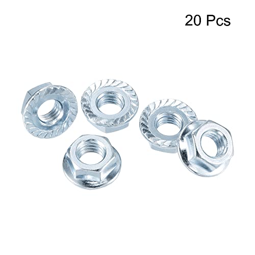 uxcell 7/16"-14 Serrated Flange Hex Lock Nuts, Carbon Steel Zinc Plated 20pcs