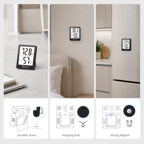 DOQAUS Digital Hygrometer Indoor Thermometer Humidity Meter, Black - color: Black